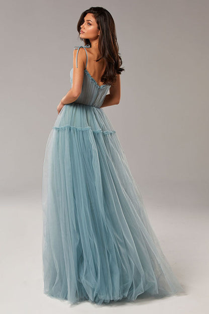 Alluring Beauty Tie-Strap Trendy Tulle Maxi Dress