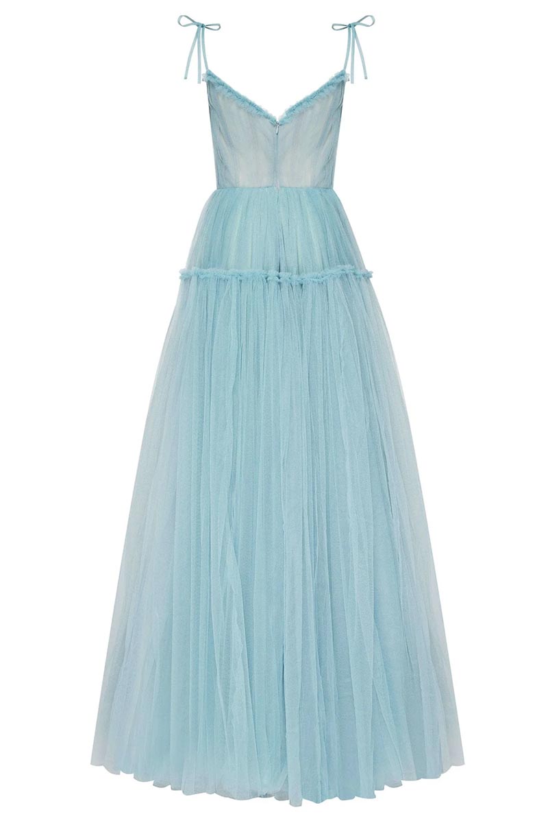 Alluring Beauty Tie-Strap Trendy Tulle Maxi Dress