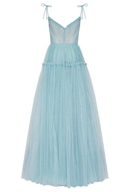 Alluring Beauty Tie-Strap Trendy Tulle Maxi Dress