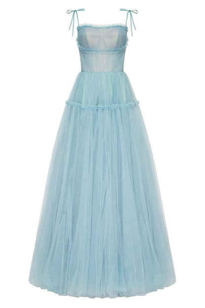 Alluring Beauty Tie-Strap Trendy Tulle Maxi Dress