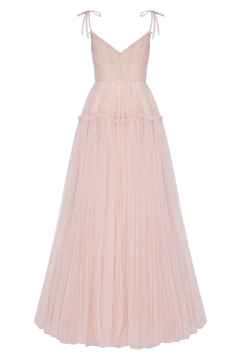 Alluring Beauty Tie-Strap Trendy Tulle Maxi Dress