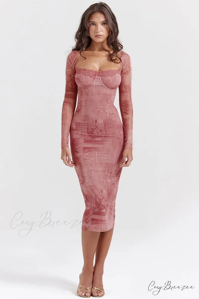 Alluring Dream Corset Trendy Mesh Midi Dress