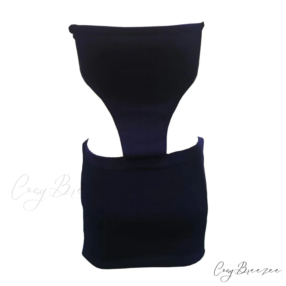 Alluring Eyelash Lace Trim Split Classic Club Mini Dress - Black XL / Navy Blue