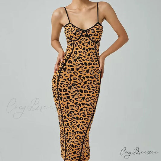 Alluring Sheer Mesh Trim Glove Classic Bandeau Party Mini Dress - Black S / Leopard