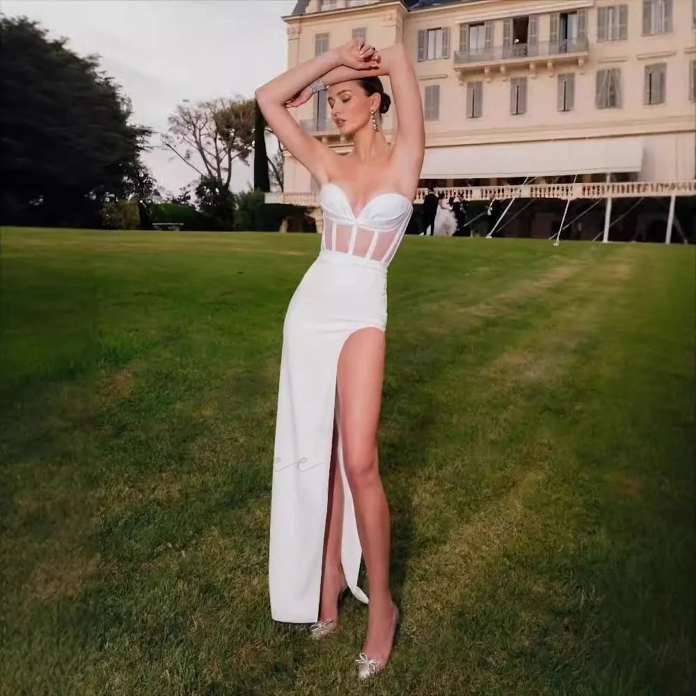 Alluring Sheer Strapless Long Formal Dress promdress-250223