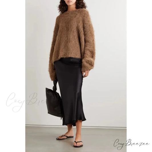 Alpaca-blend Cozy Loose Warm Comfortable Unique Trendy Casual Sweater