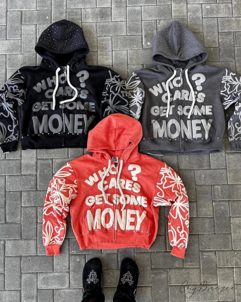Alphabet Design Zip Hoodie hoodies-241228