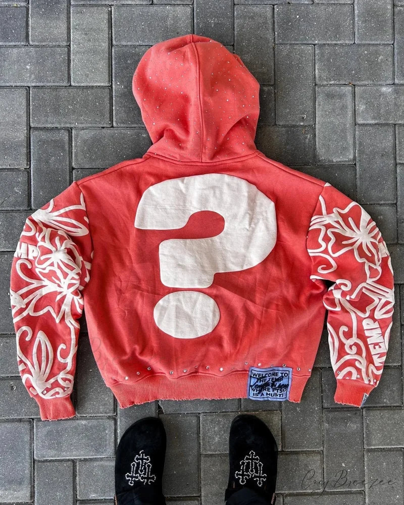 Alphabet Design Zip Hoodie hoodies-241228