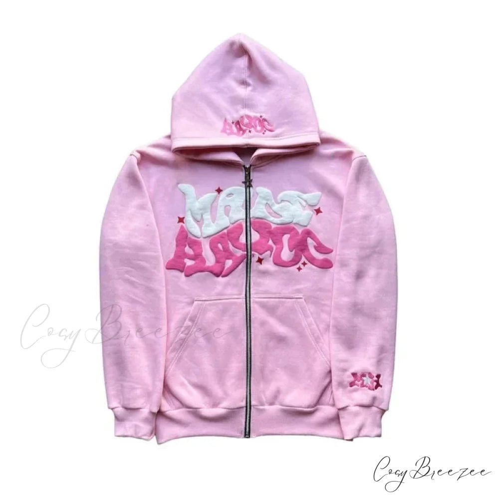 Alphabet Design Zip Hoodie purple / M hoodies-241228