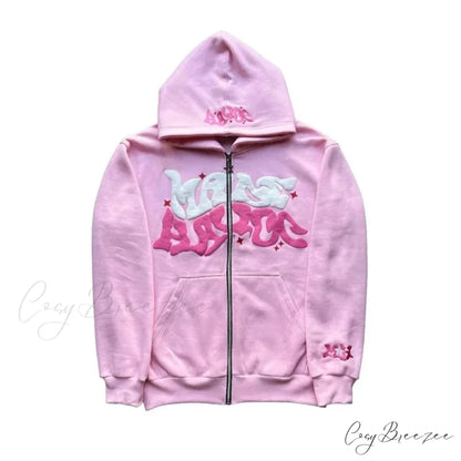 Alphabet Design Zip Hoodie purple / M hoodies-241228