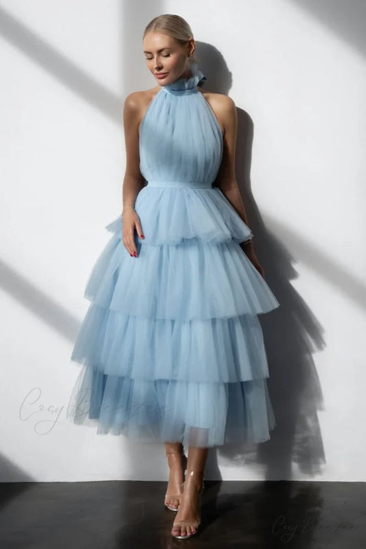 Always Be There Trendy Backless Tiered Maxi Dress Blue / 2