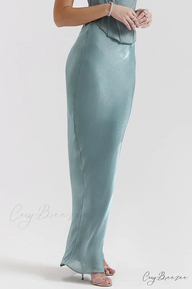 Amadi Satin Bra Charming + Maxi Skirt Set