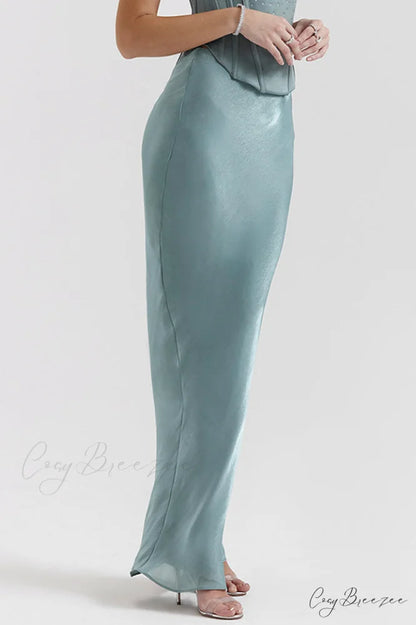 Amadi Satin Bra Charming + Maxi Skirt Set