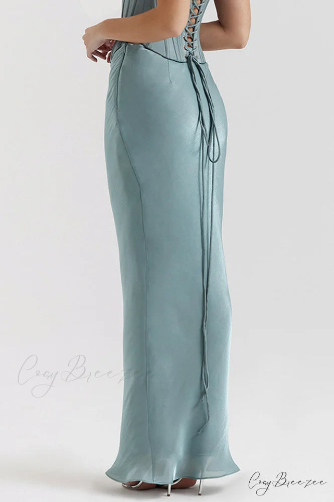 Amadi Satin Bra Charming + Maxi Skirt Set