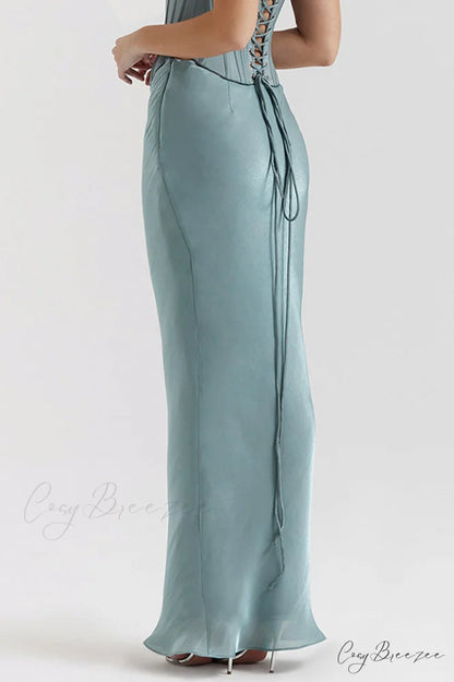 Amadi Satin Bra Charming + Maxi Skirt Set