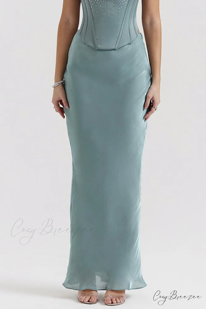 Amadi Satin Bra Charming + Maxi Skirt Set