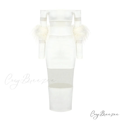 AMALIA Elegant MIDI DRESS White / XS
