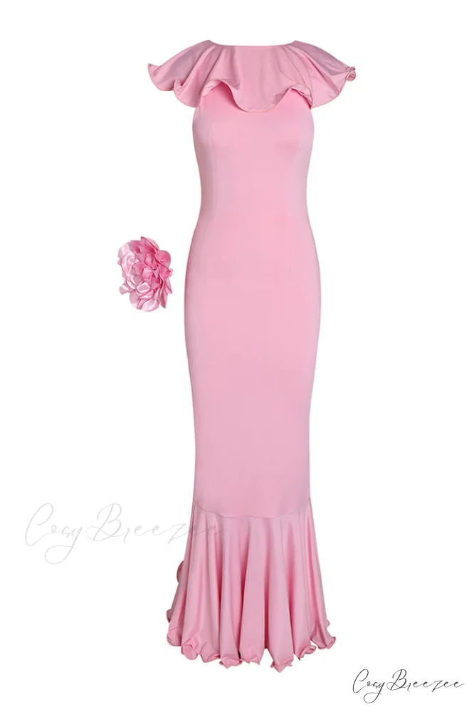 Amalie Ruffle Stylish Draped Maxi Dress