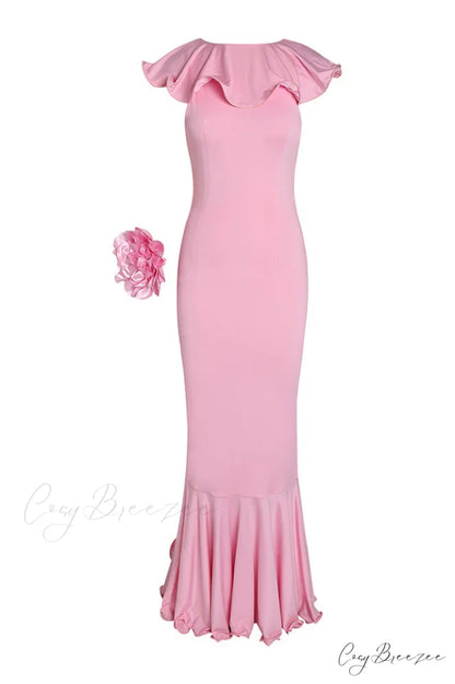 Amalie Ruffle Stylish Draped Maxi Dress