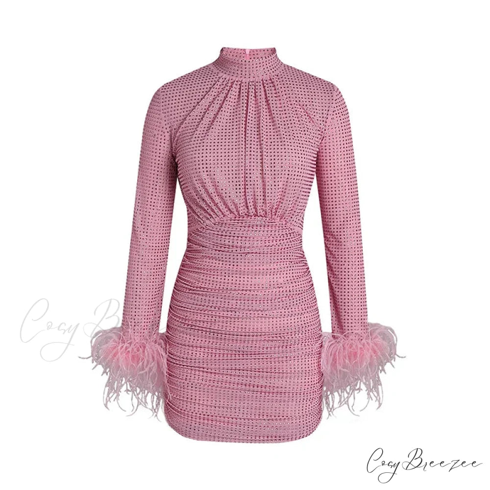 AMALS Elegant MINI DRESS Pink / XS