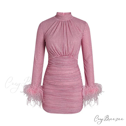 AMALS Elegant MINI DRESS Pink / XS