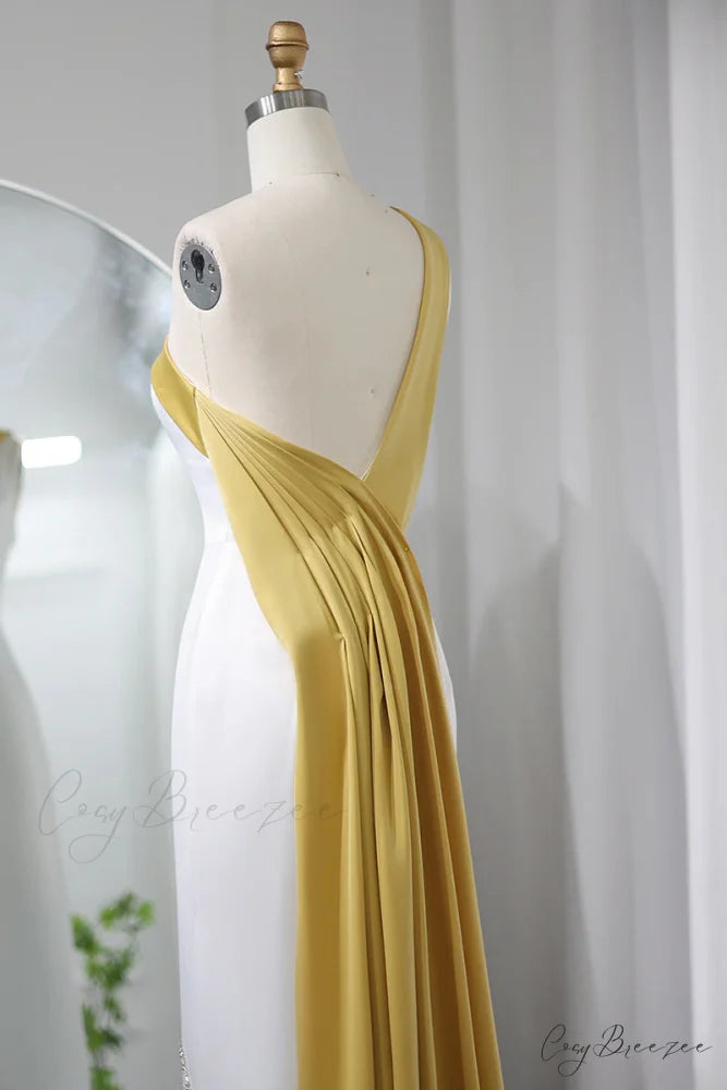 Ameena Beaded Graceful One-Shoulder Midi Dress