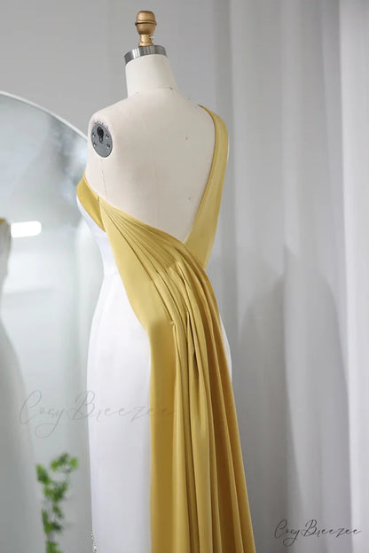 Ameena Beaded Graceful One-Shoulder Midi Dress
