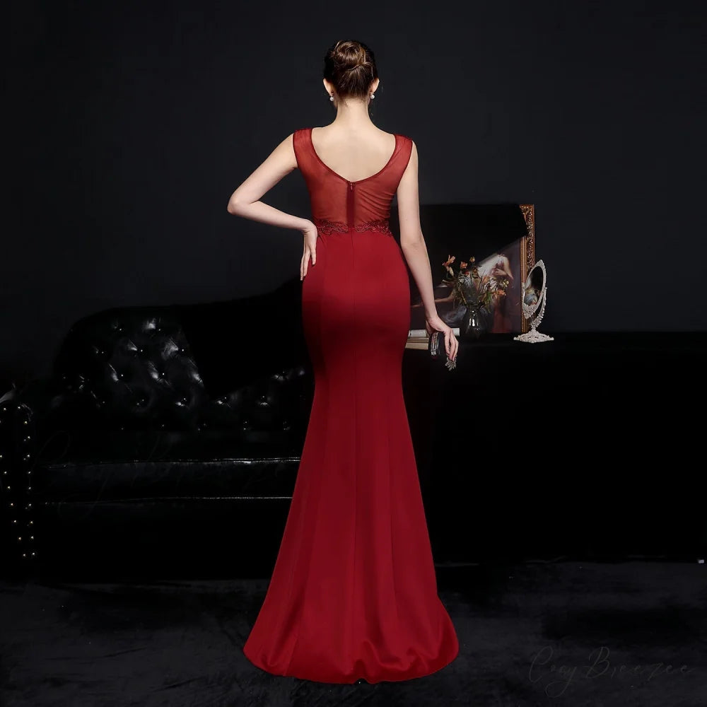 Amelia embroidered Stylish sequined fishtail dress