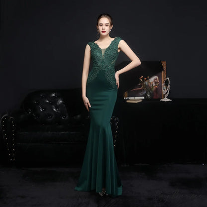 Amelia embroidered Stylish sequined fishtail dress HUNTER / XS