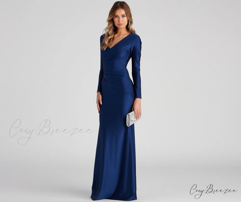 Amelia Long Stylish Sleeve Mermaid Dress