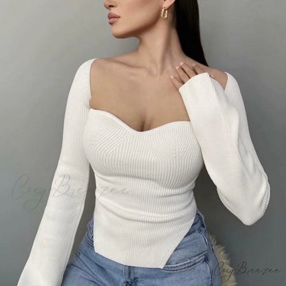 AMELIE Elegant KNITTED TOP Black / L