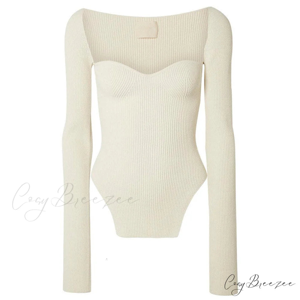 AMELIE Elegant KNITTED TOP White / L