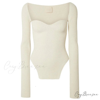 AMELIE Elegant KNITTED TOP White / L