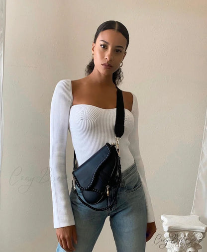 AMELIE Elegant KNITTED TOP White / M