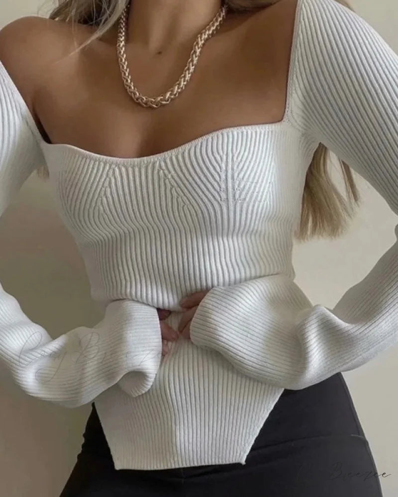 AMELIE Elegant KNITTED TOP White / S