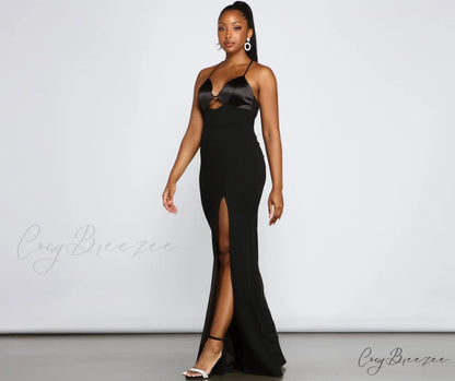 Amelie Formal High Charming Slit Crepe Dress