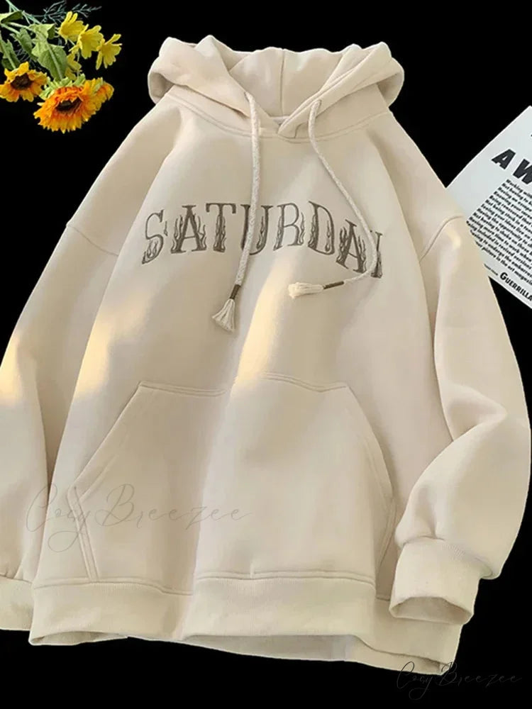 American Flame Print Fleece Y2K Hoodie Apricot / M(40-45KG) hoodies-241228