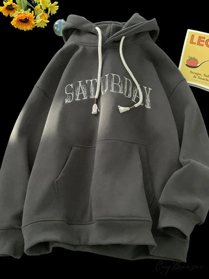 American Flame Print Fleece Y2K Hoodie Dark Grey / M(40-45KG) hoodies-241228