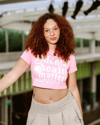 American Show Waist Letter Graphic T-shirt pink / S t-shirt-250223