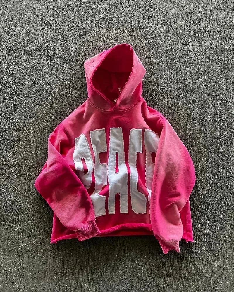 American Street Trend Alphabet Hoodie pink / M hoodies-241228