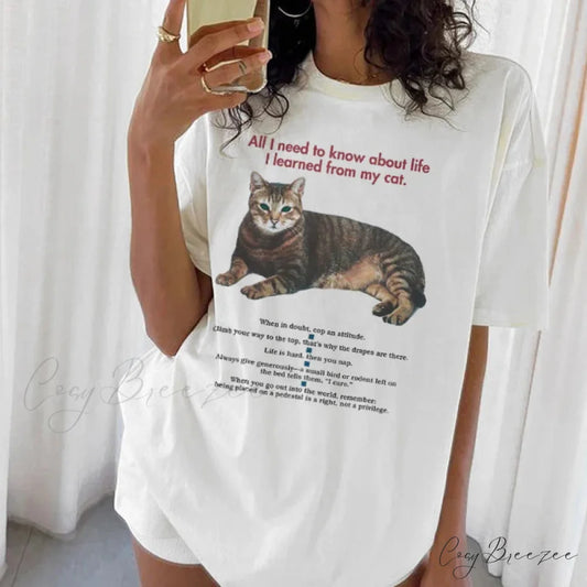 Amusing Cat Parent Short Sleeve Tee WHITE / S t-shirt-250223
