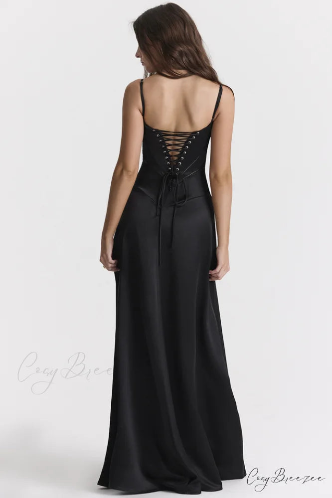 Anabella Black Lace Charming Up Maxi Dress