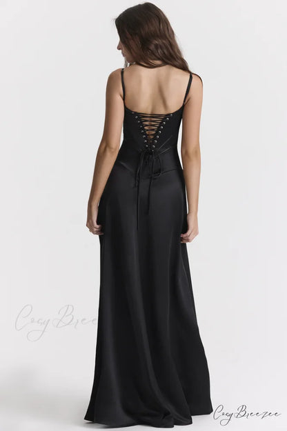 Anabella Black Lace Charming Up Maxi Dress