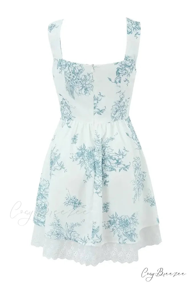 Anaheim Floral Graceful Print Mini Dress