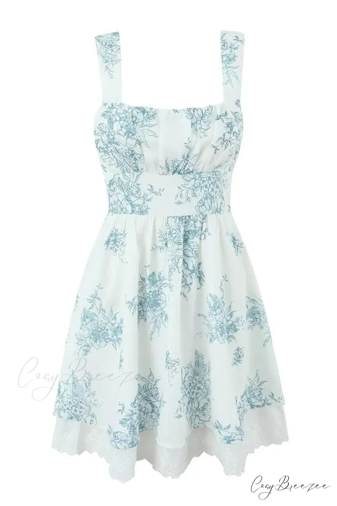 Anaheim Floral Graceful Print Mini Dress