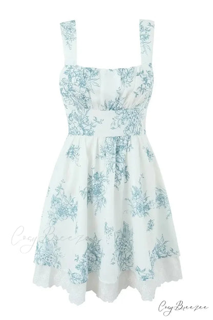 Anaheim Floral Graceful Print Mini Dress