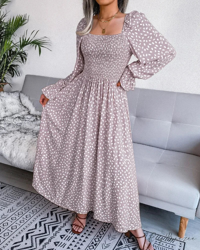 and for Puff Women Gown Elegant Neckline Sleeves with Style Chiffon - Boxy 18123 Lotus root color / S