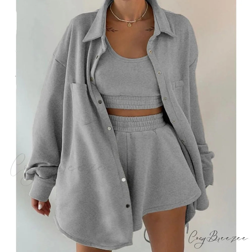 and Hoodie - Tracksuit Outfits Sweat Brief Pants Joggers Women’s Femme Sweatpants with Oversize Set Suit 3-piece set / S