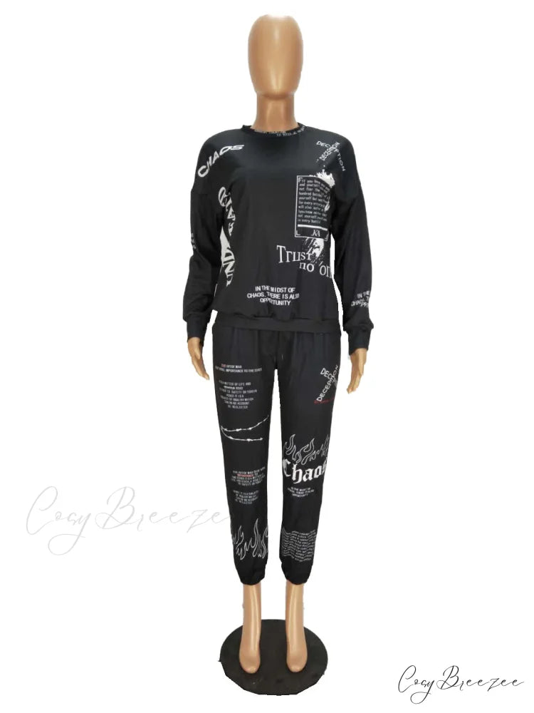 and Oversized Women’s Sweatshirt Design Hoodies Letter Pants Joggers Autumn Set
