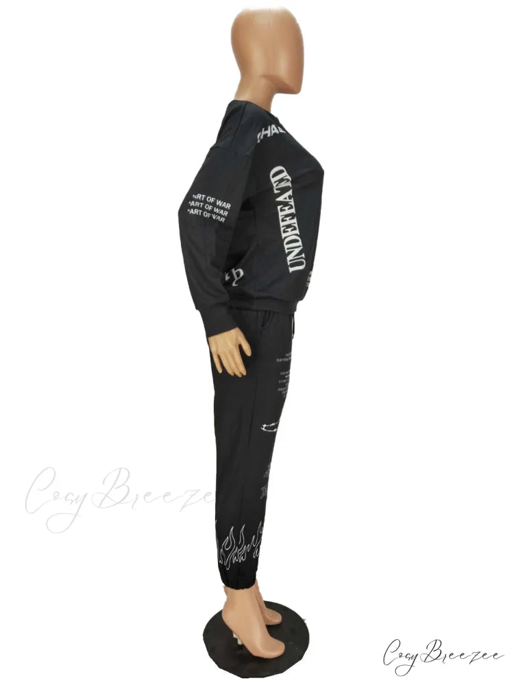 and Oversized Women’s Sweatshirt Design Hoodies Letter Pants Joggers Autumn Set
